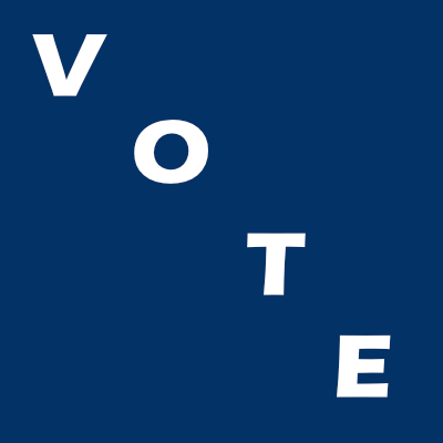 The word vote on a blue background